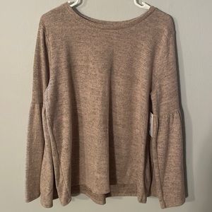 Blush pink and gray sweater with bell sleeves. Ana size xl